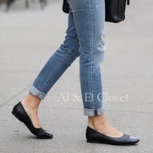 DV Dolce Vita Malanie Flats Black with Patent Toe Cap Women’s 7.5 New In Box